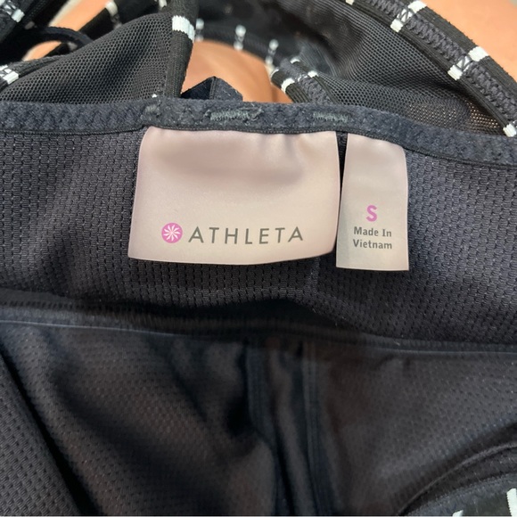 Athleta Transcendence Striped Racerback Sports Bra White Black Size S 866892-00 - Picture 9 of 9